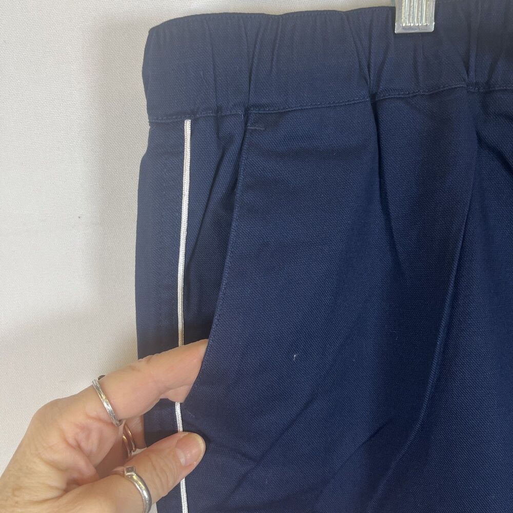 Wildfang The Essential Piped Drawstring Pant NWT Navy/White - Picture 4 of 8